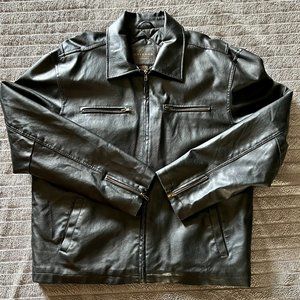 XL Black Men's Arizona Jean Co. Faux Leather Motorcycle Jacket Shoulder Gussets